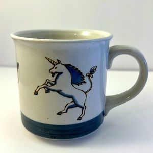 Vintage Unicorn speckled Stoneware Mug Cup with handle